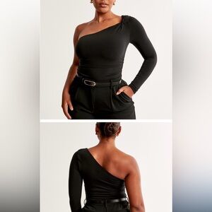 Abercrombie Women's Long-Sleeve One-Shoulder Twist Ruched Bodysuit Small